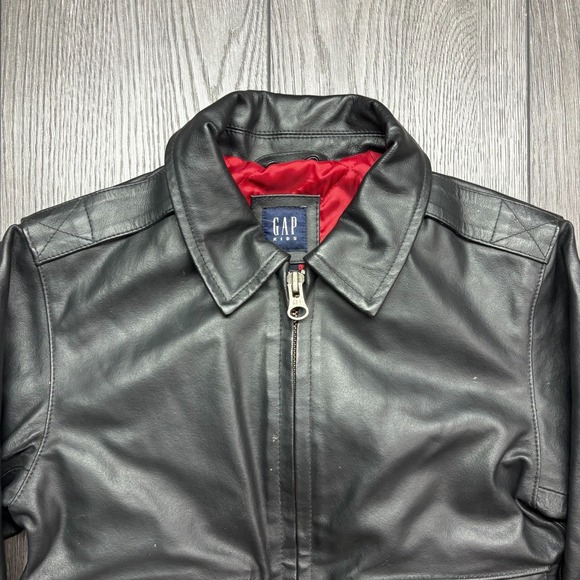 Vintage Gap Kids Leather Jacket in Black Boy's size Medium 7/8 EUC - Picture 2 of 10
